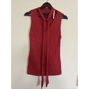 Robert Rodriguez Black Label Sleeveless V Tie Neck Stretch Modal Top SZ S